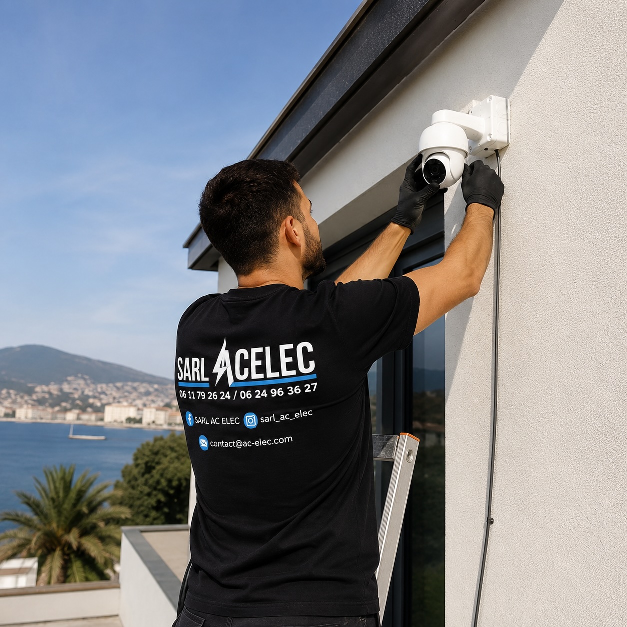 électricien AC ELEC qui installe un système de vidéo surveillance à domicile à Furiani